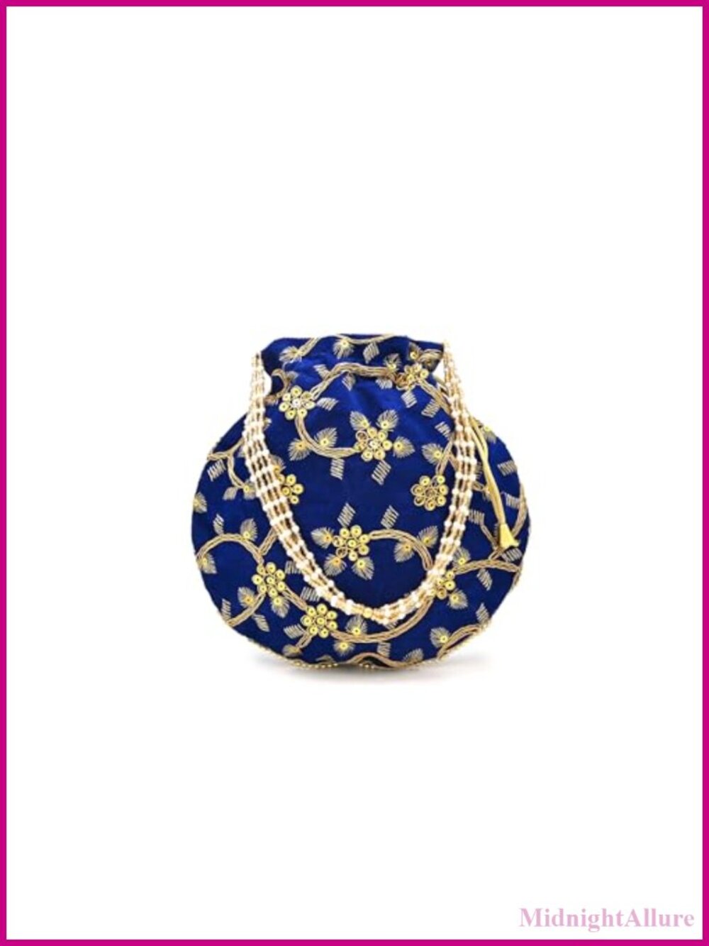 Handmade Velvet Embroidered Potli Clutch Drawstring Ethnic Bag for Weddings